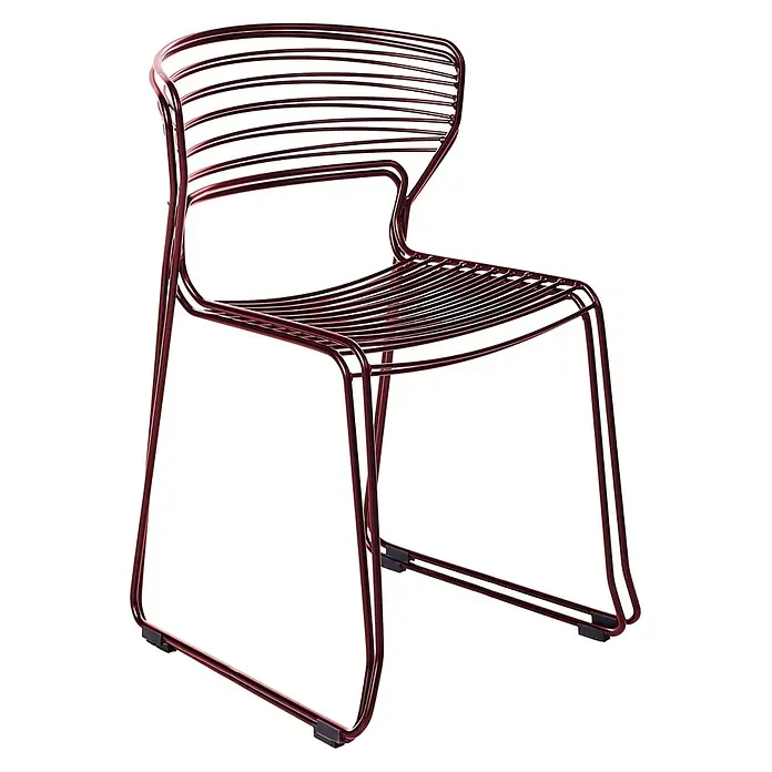 Beliani Gartenstuhl-Set PISTOIA - 2 Stk., Stahl, Rot, B x T x H: 54 x 51 x 80 cm - Moderner Stuhl in Skelett-Design, gefertigt aus glänzenden rotbraunen Metalldrähten für Sitz, Rückenlehne und Gestell.