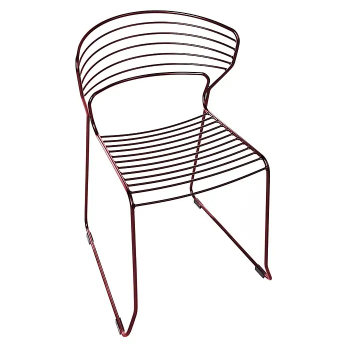 Beliani Gartenstuhl-Set PISTOIA - 2 Stk., Stahl, Rot, B x T x H: 54 x 51 x 80 cm - Moderner, glänzender, dunkelroter Stuhl aus Metalldraht mit offener Sitzfläche und Rückenlehne.