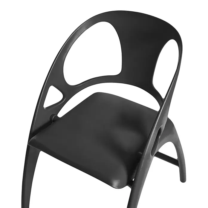 4er-Set Gartenstuhl NEMI in Schwarz -  - Moderner schwarzer Kunststoffstuhl mit schlankem Design und ausgeschnittener Rückenlehne.