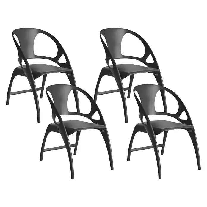 4er-Set Gartenstuhl NEMI in Schwarz -  - Vier schwarze, moderne Klappstühle mit offener Rückenlehne.