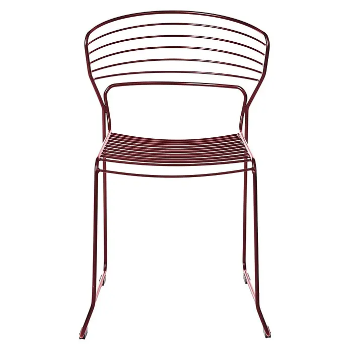 Beliani Gartenstuhl-Set PISTOIA - 2 Stk., Stahl, Rot, B x T x H: 54 x 51 x 80 cm - Dunkelroter Metall-Drahtstuhl mit Lattenrückenlehne und Sitzfläche.