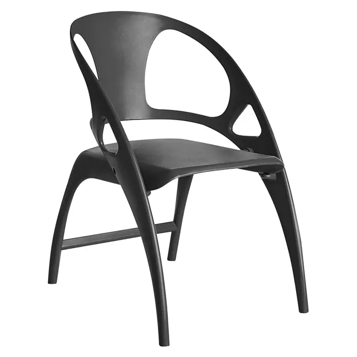 4er-Set Gartenstuhl NEMI in Schwarz -  - Schwarzer moderner Stuhl mit einzigartigem, geschwungenem Design und offener Rückenlehne.
