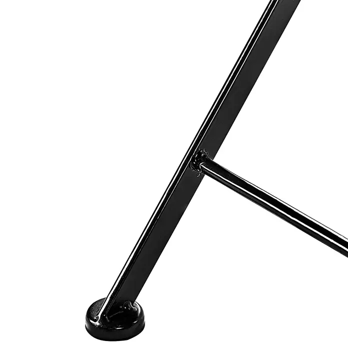 2er-Set Gartenstuhl CASARIO in Schwarz/Bunt -  - Nahaufnahme eines schwarzen Metallbeins mit geschweißter Querstrebe und runder Fußkappe.