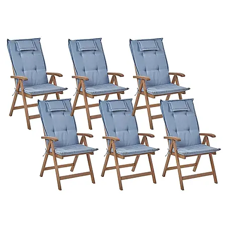 6er-Set Gartenstuhl AMANTEA in Braun/Blau