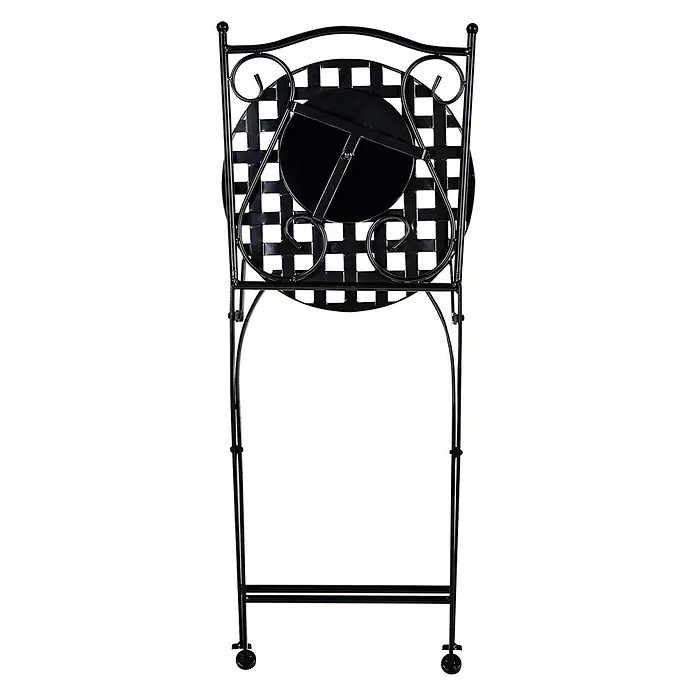 2er-Set Gartenstuhl CASARIO in Schwarz/Bunt -  - Schwarzer, zusammengeklappter Pflanzenständer aus Metall mit Zierschnörkeln und Karomuster, ideal für Topfpflanzen.