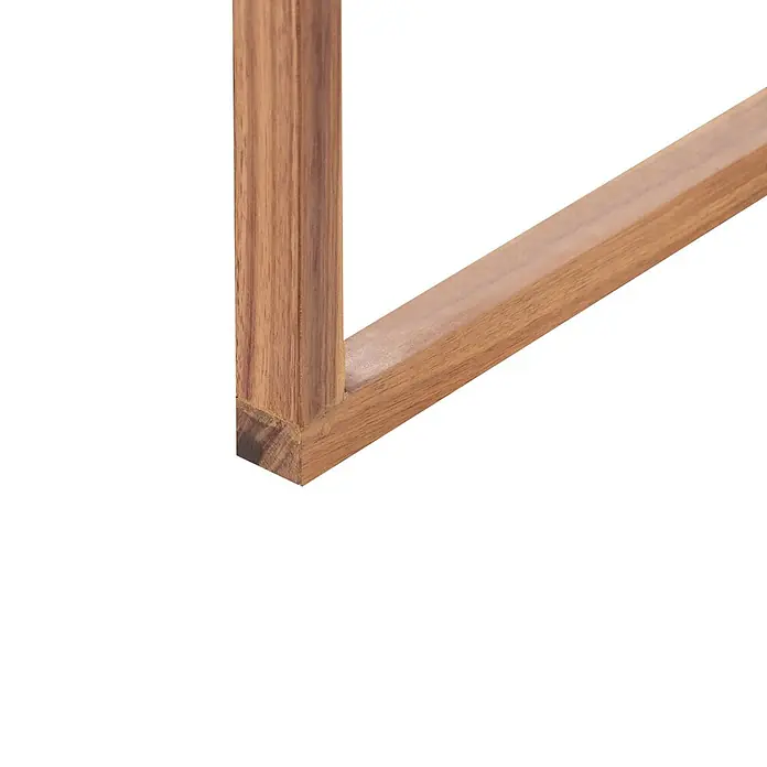 Beliani Gartenstuhl-Set SASSARI II - 8 Stk., zertifiziertes Akazienholz, Braun, B x T x H: 54 x 59 x 80 cm - Detail einer braunen Holzeckverbindung.