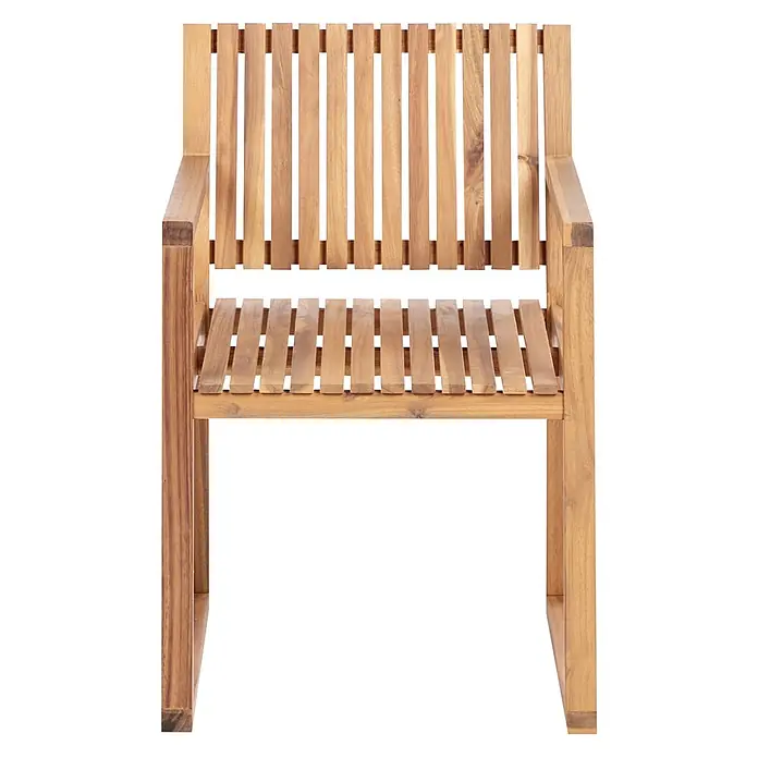 Beliani Gartenstuhl-Set SASSARI II - 8 Stk., zertifiziertes Akazienholz, Braun, B x T x H: 54 x 59 x 80 cm - Lattenstuhl aus Holz mit Armlehnen.