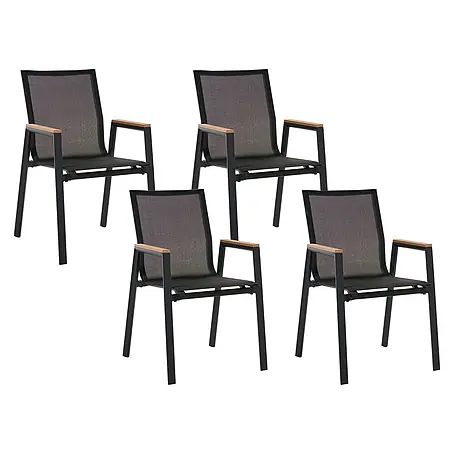 4er-Set Gartenstuhl TIANO in Schwarz/Braun