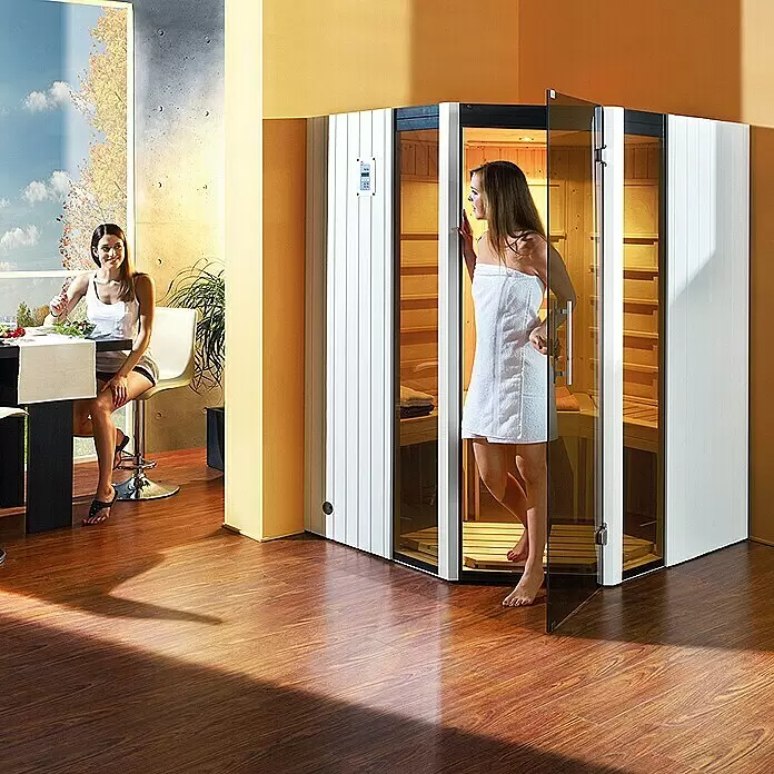 Weka Infrarotkabine Osby Eck - 2.890 W, Therm-Flächenstrahler, 138 x 200 x 190 cm - Stimmungsaufnahme
