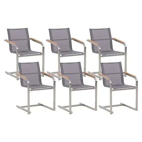6er-Set Freischwingerstuhl COSOLETO in Grau/Silber