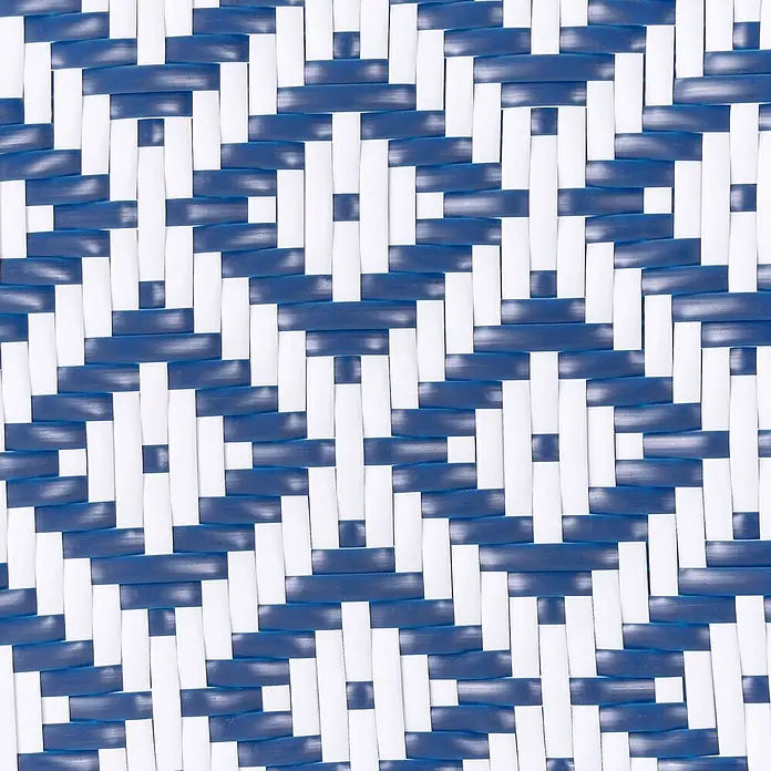 4er-Set Gartenstuhl RIFREDDO in Blau/Beige/Weiß -  - Geometrisches Webmuster aus blauen und weißen Streifen.