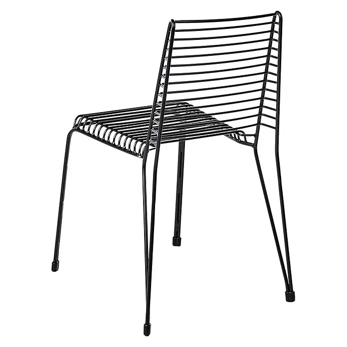 Beliani Gartenstuhl-Set CHIEVE - 2 Stk., Stahl, Schwarz, B x T x H: 49 x 57 x 80 cm - Eleganter schwarzer Stuhl aus Metalldraht mit horizontaler Lattenrost-Sitzfläche und Rückenlehne.