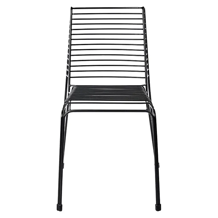 Beliani Gartenstuhl-Set CHIEVE - 2 Stk., Stahl, Schwarz, B x T x H: 49 x 57 x 80 cm - Schwarzer Metallstuhl mit horizontaler Rückenlehne und Sitzfläche, minimalistisches Design.