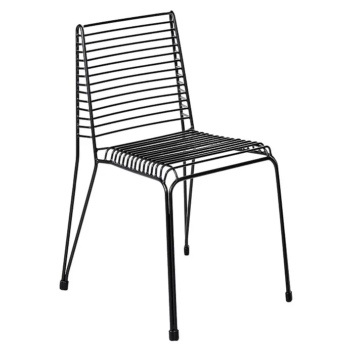 Beliani Gartenstuhl-Set CHIEVE - 2 Stk., Stahl, Schwarz, B x T x H: 49 x 57 x 80 cm - Schwarzer Drahtstuhl aus Metall mit Lamellensitz und Rückenlehne.
