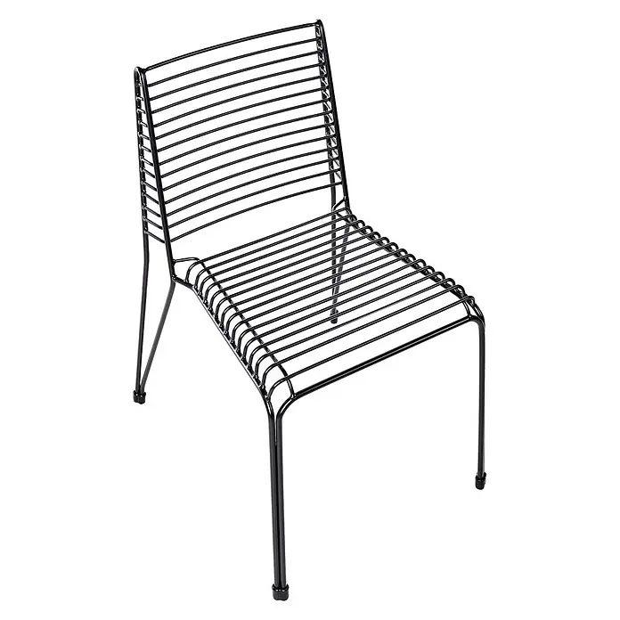 Beliani Gartenstuhl-Set CHIEVE - 2 Stk., Stahl, Schwarz, B x T x H: 49 x 57 x 80 cm - Ein minimalistischer schwarzer Drahtstuhl mit Lattenlehne und Sitzfläche.