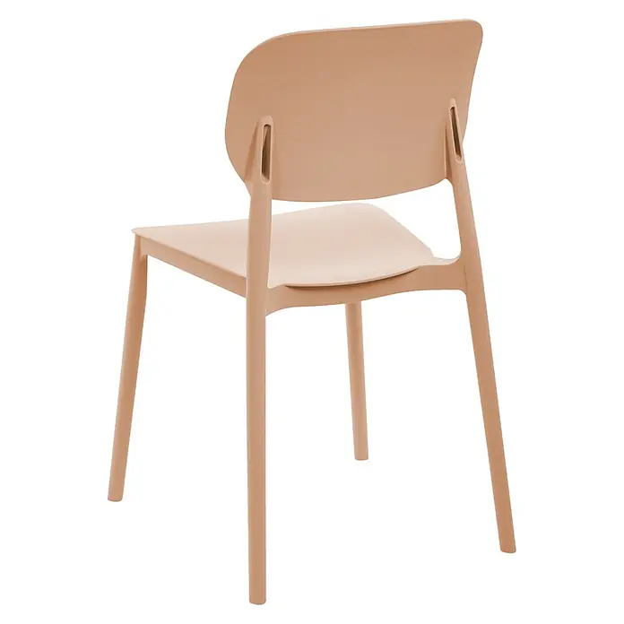 4er-Set Gartenstuhl TUPIZA in Beige -  - Moderner Kunststoffstuhl in Hellbraun, von hinten rechts gesehen.