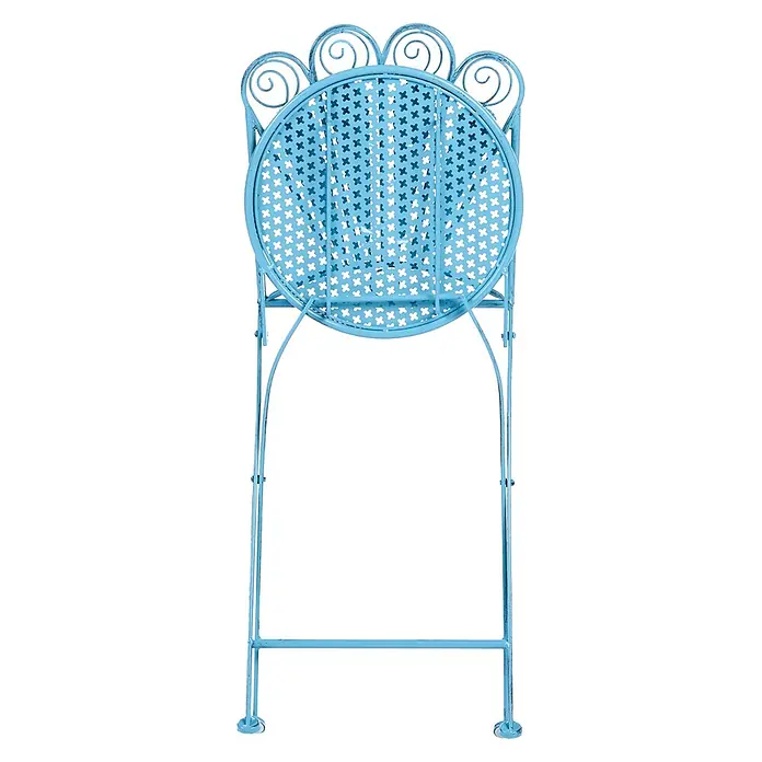 2er-Set Gartenstuhl PAVIA in Blau -  - Hellblauer Metall-Klappstuhl mit durchbrochener, verschnörkelter Rückenlehne.