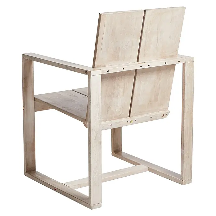 Beliani Gartenstuhl-Set AZZANELLO - 2 Stk., Akazienholz, Braun, B x T x H: 63 x 61 x 90 cm - Weiß getünchter Holzarmstuhl mit Lattenrücken und -sitzfläche.