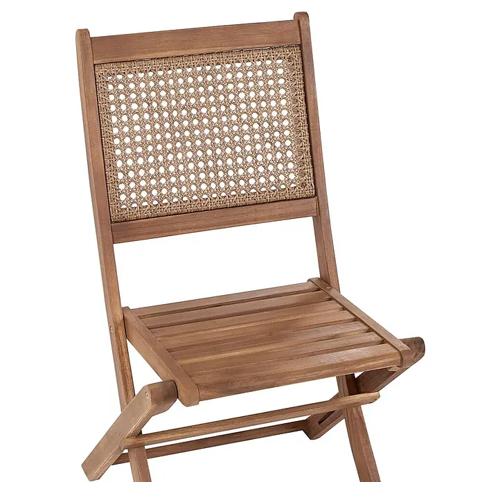 2er-Set Gartenstuhl PARAGGI in Braun -  - Brauner Holzklappstuhl mit geflochtener Rattan-Rückenlehne.