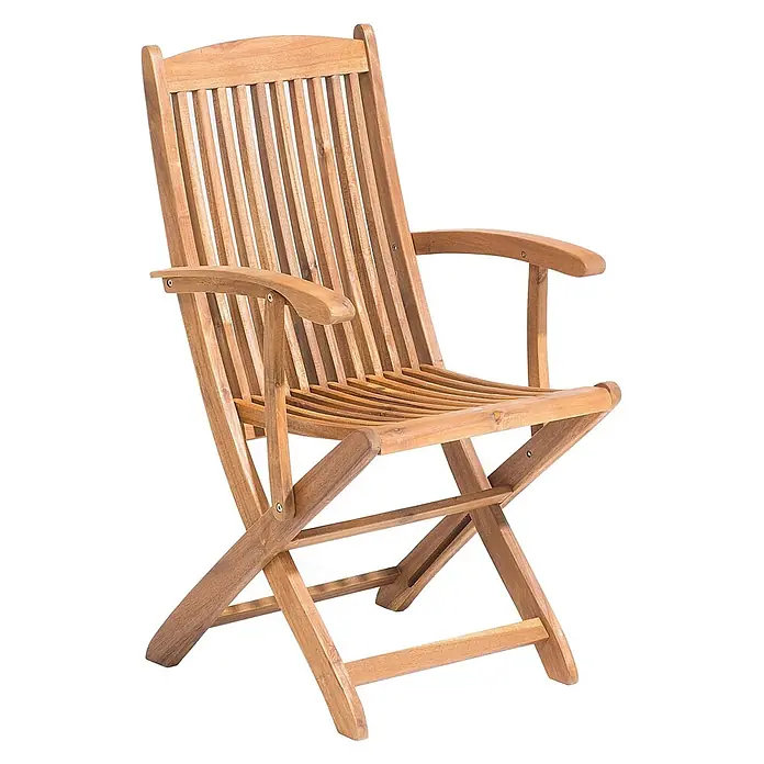2er-Set Gartenstuhl MAUI in Braun -  - Hellbrauner Holzklappstuhl mit Lattenrückenlehne und Sitzfläche.