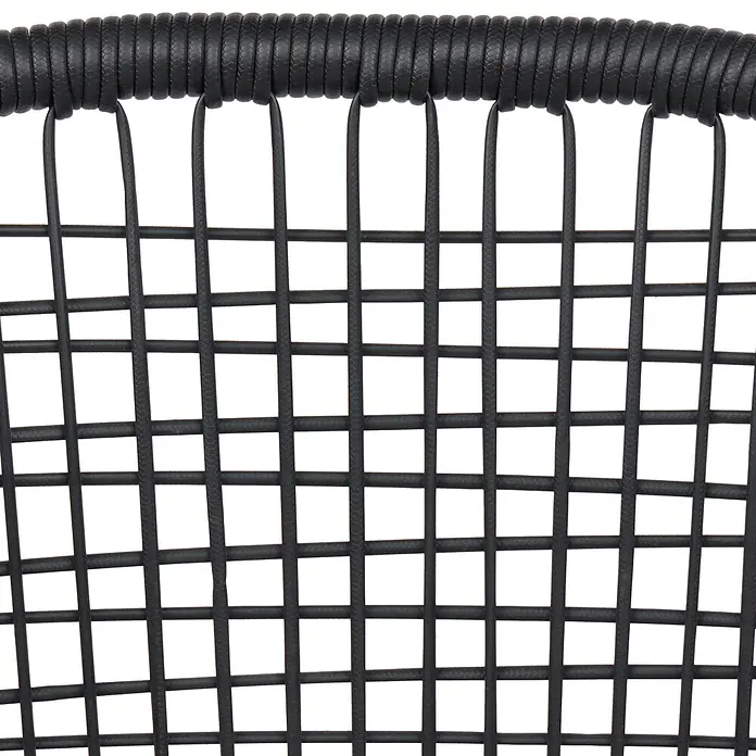 Beliani Gartenstuhl-Set OZZERO - 4 Stk., Aluminium, Schwarz, B x T x H: 55 x 60 x 76 cm - Schwarzes Geflecht mit gerolltem oberen Rand.