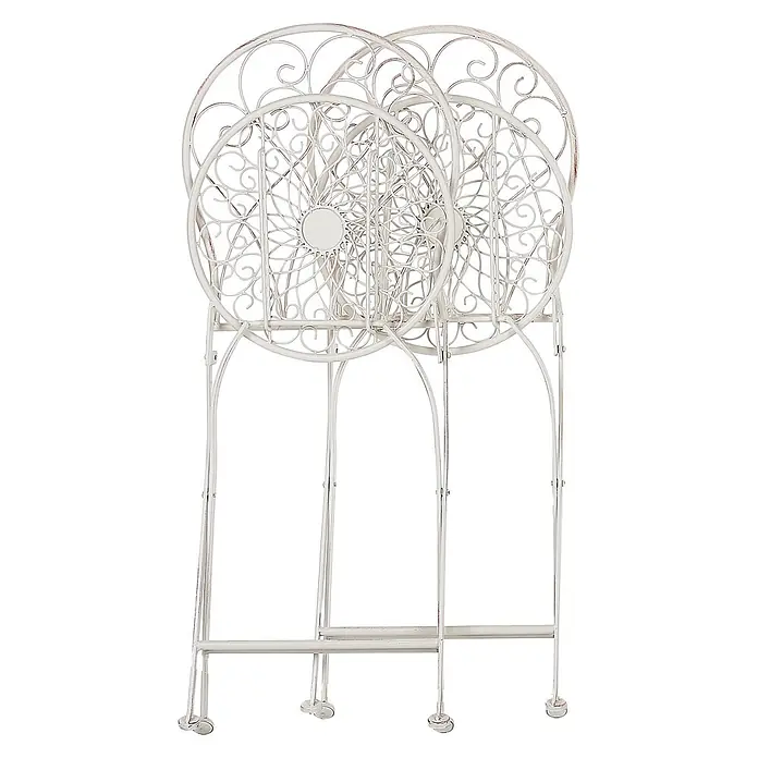2er-Set Gartenstuhl STIFFE in Weiß -  - Weißer Vintage-Metallständer für Teller mit drei Fächern, auf Rollen.