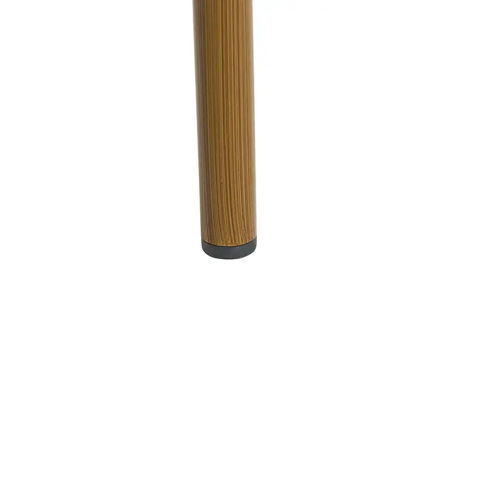 4er-Set Gartenstuhl CASPRI in Weiß/Blau/Braun -  - Unterseite eines goldbraunen Möbelbeins mit vertikaler Maserung und schwarzem Fußpolster.