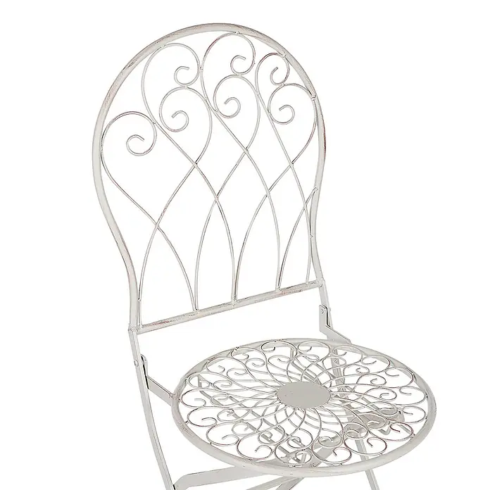 2er-Set Gartenstuhl STIFFE in Weiß -  - Weißer Metall-Klappstuhl im Shabby-Chic-Look mit kunstvoller Rückenlehne und Sitzfläche.