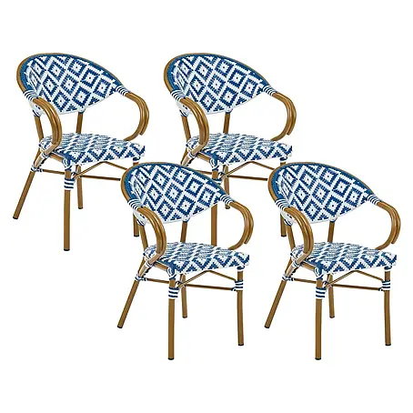 4er-Set Gartenstuhl CASPRI in Weiß/Blau/Braun