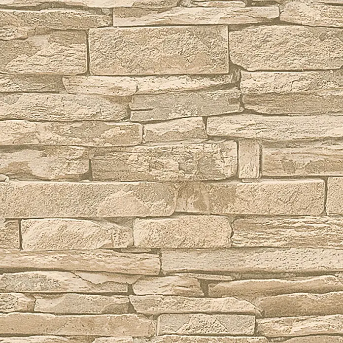 A.S. Création Papel pintado de vellón Ladrillos - Beige, Efecto piedra, 10,05 x 0,53 m - Papel pintado de ladrillo de arenisca beige de alta calidad para un aspecto natural. Decoración elegante y duradera.