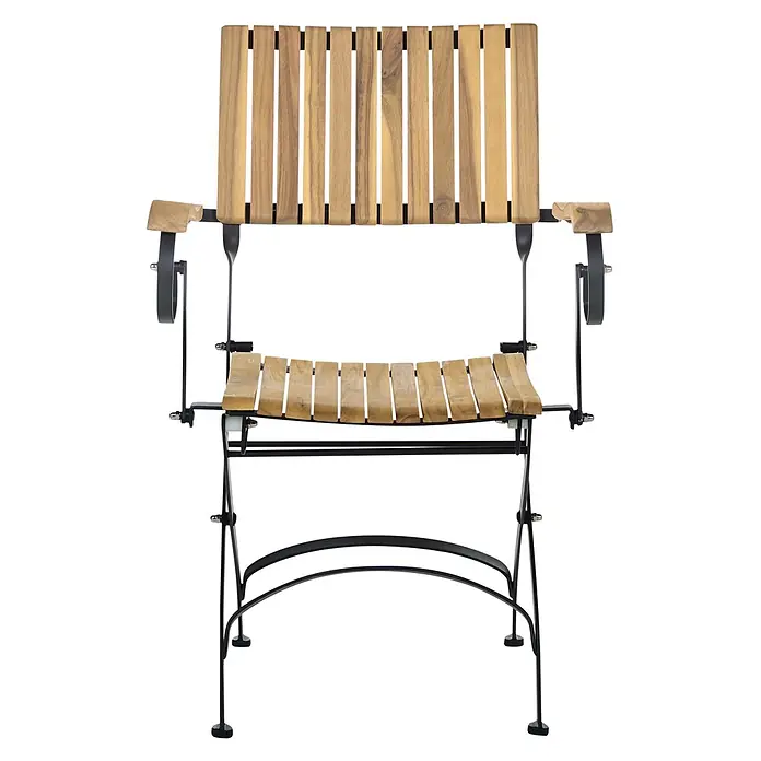 2er-Set Gartenstuhl LASCARI in Braun/Schwarz -  - Klappbarer Gartenstuhl mit naturfarbenen Holzlatten und schwarzem Metallgestell.