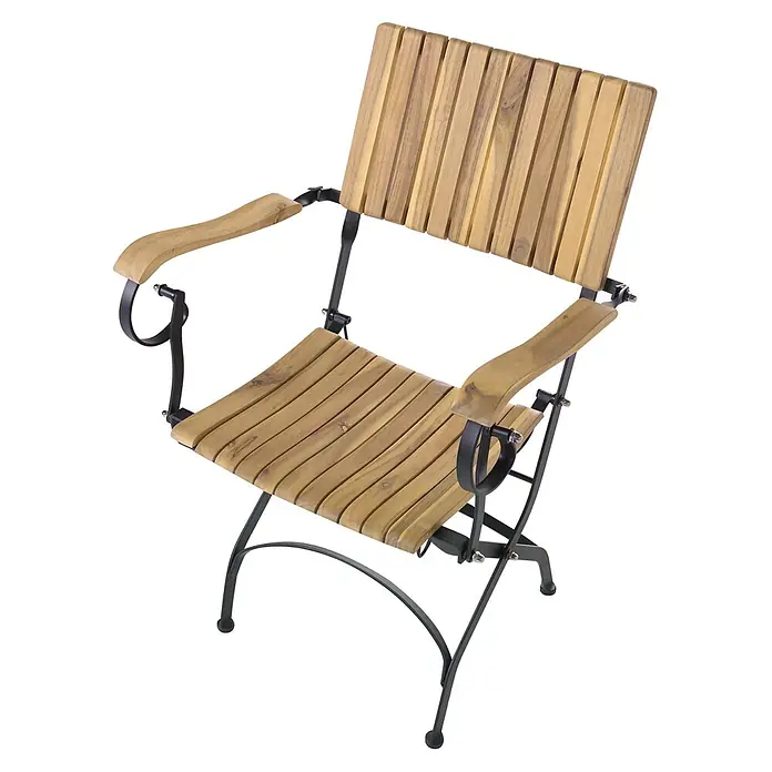 2er-Set Gartenstuhl LASCARI in Braun/Schwarz -  - Klappbarer Gartenstuhl aus Holzlatten und dunklem Metallgestell.