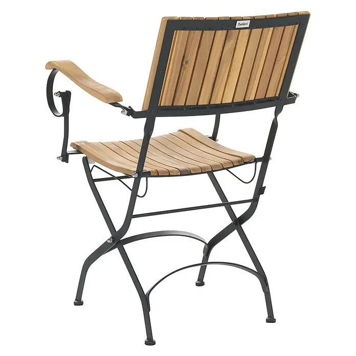 2er-Set Gartenstuhl LASCARI in Braun/Schwarz -  - Klappbarer Gartenstuhl aus hellen Holzlatten und dunklem Metallgestell mit Armlehnen.