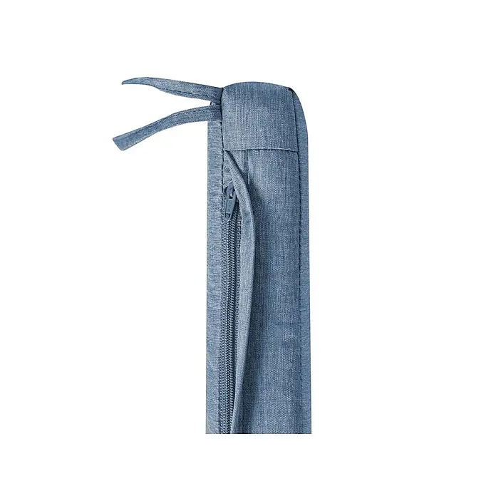 Beliani Gartenstuhl-Set SASSARI PREMIUM - 4 Stk., zertifiziertes Akazienholz, Braun, B x T x H: 54 x 59 x 80 cm - Blaues Stoffprodukt mit Reißverschluss und Bindebändern oben.