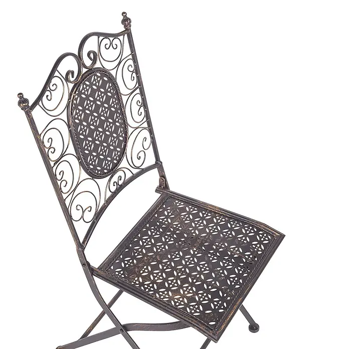 2er-Set Gartenstuhl BORMIO in Schwarz/Gold -  - Ein aufwendiger, dunkelbronze-goldener Klappstuhl aus Metall.