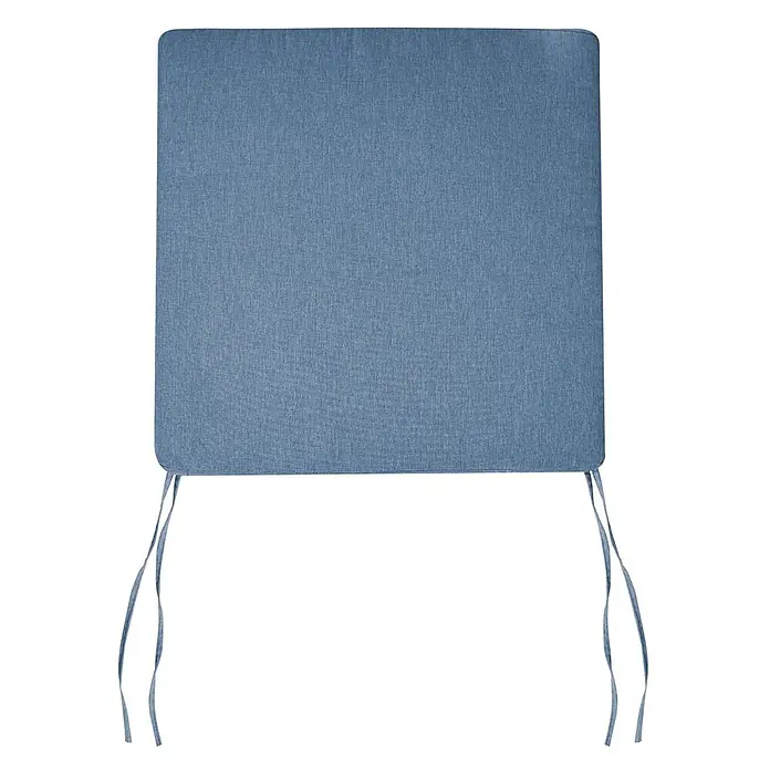 Beliani Gartenstuhl-Set SASSARI PREMIUM - 4 Stk., zertifiziertes Akazienholz, Braun, B x T x H: 54 x 59 x 80 cm - Blaues, rechteckiges Stoffkissen mit Bindebändern.