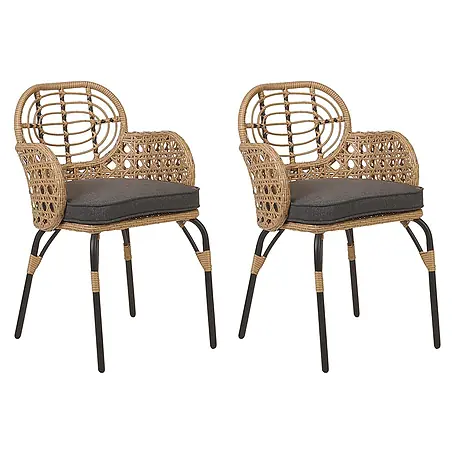 4er-Set Gartenstuhl PRATELLO in Naturfarben/Beige/Grau