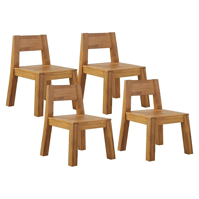 Beliani Gartenstuhl-Set LIVORNO - 4 Stk., Akazienholz, Braun, B x T x H: 59 x 61 x 81 cm - Vier hellbraune Holzstühle mit einfachem Design und stabiler Bauweise.