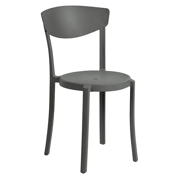 8er-Set Esszimmerstuhl VIESTE in Grau -  - Moderner grauer Stuhl aus geformtem Kunststoff mit geschwungener Rückenlehne.