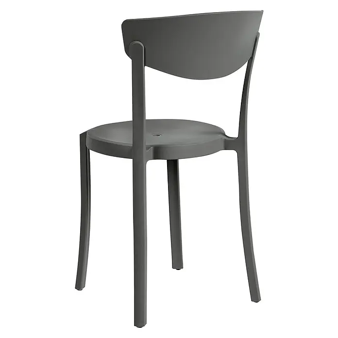 8er-Set Esszimmerstuhl VIESTE in Grau -  - Dunkelgrauer geformter Stuhl mit geschwungener Rückenlehne und minimalistischem Design.