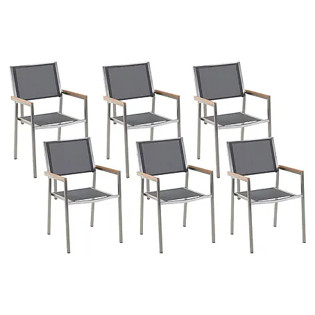 6er-Set Gartenstuhl GROSSETO in Grau/Silber/Braun