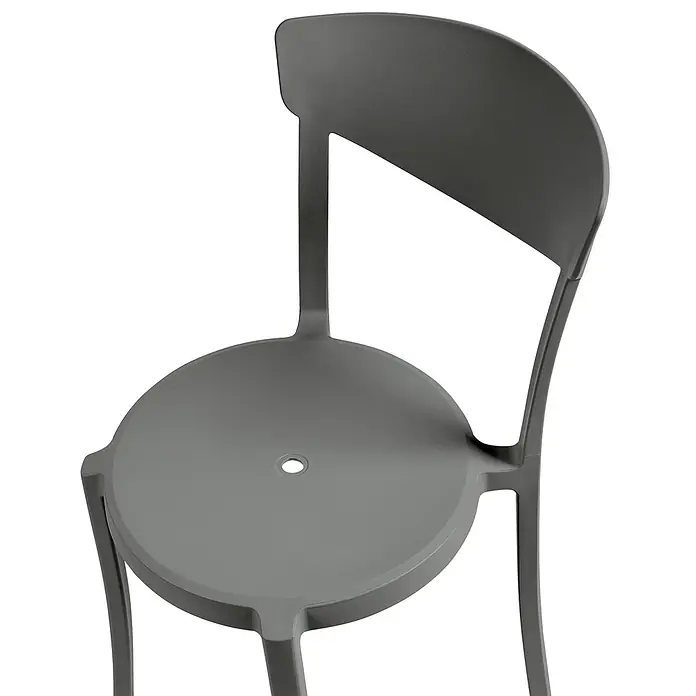 8er-Set Esszimmerstuhl VIESTE in Grau -  - Minimalistischer grauer Plastikstuhl mit runder Sitzfläche und geschwungener Rückenlehne.