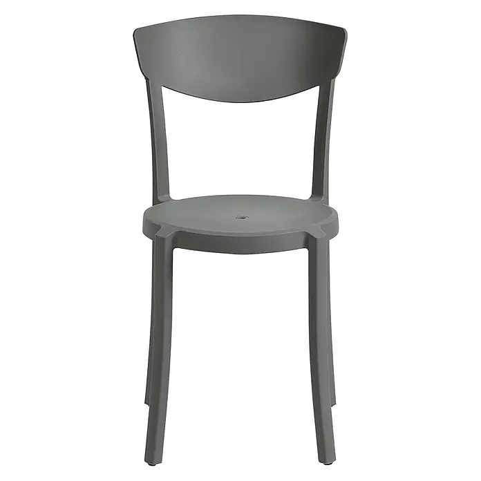 8er-Set Esszimmerstuhl VIESTE in Grau -  - Ein minimalistischer grauer Plastikstuhl mit gebogener Rückenlehne und runder Sitzfläche.