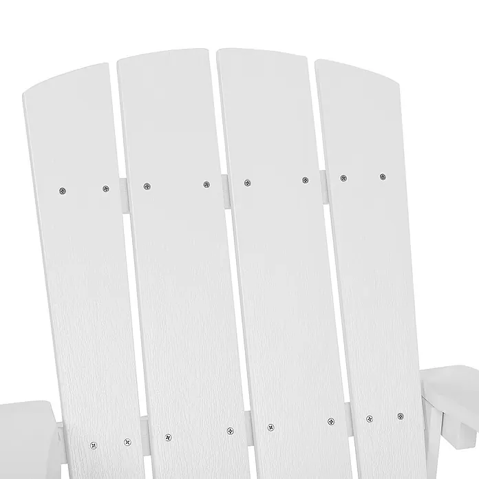 Gartenstuhl ADIRONDACK in Weiß - (W) 75 x (H) 88 x - L - Weißer Adirondack-Stuhlrücken mit vertikalen Latten und sichtbaren Schrauben.