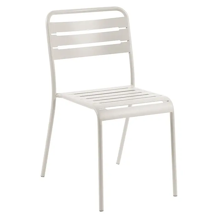 2er-Set Gartenstuhl LEFKADA in Beige -  - Hellgrauer Metall-Lattenstuhl für den Innen- oder Außenbereich.