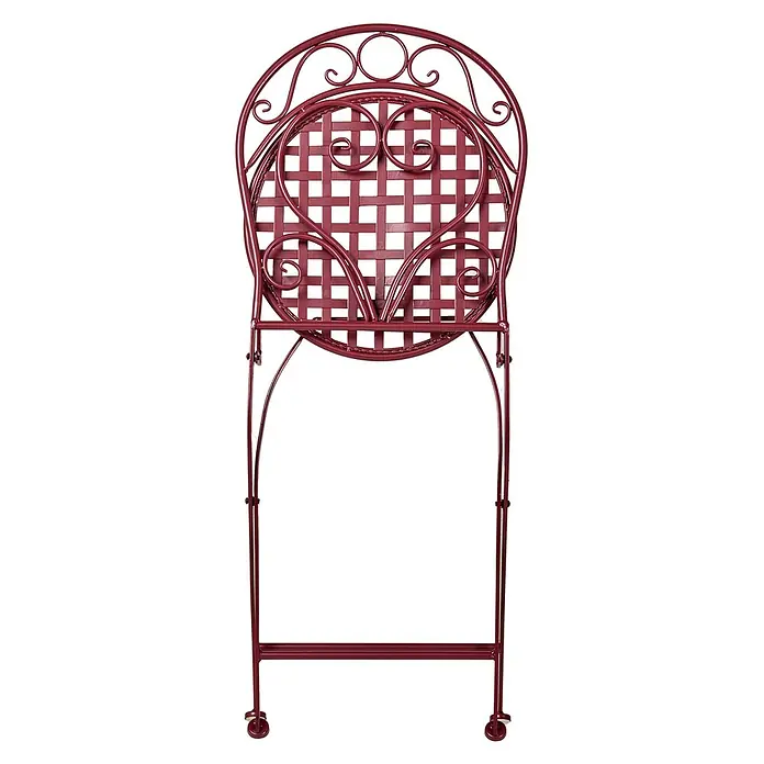 2er-Set Gartenstuhl ALBINIA in Rot -  - Roter Metall-Klappstuhl mit kunstvoller Gitter- und Schnörkel-Rückenlehne.