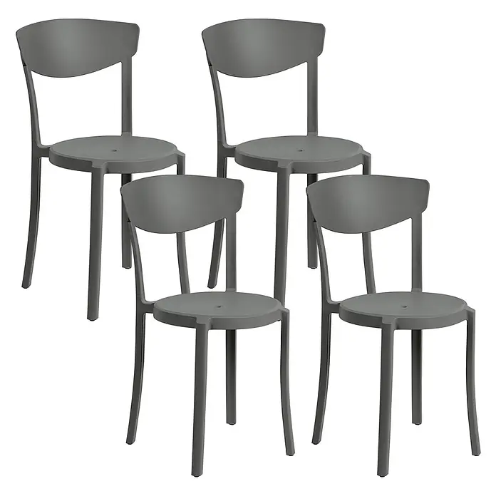 4er-Set Esszimmerstuhl VIESTE in Grau -  - Vier graue, stapelbare Stühle aus Polypropylen.