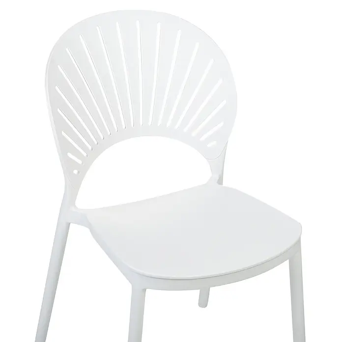 4er-Set Esszimmerstuhl OSTIA in Weiß -  - Weißer Plastikstuhl mit fächerförmiger, lamellierter Rückenlehne.