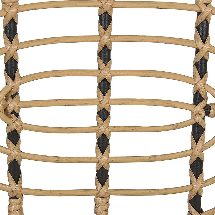 8er-Set Gartenstuhl PRATELLO in Naturfarben/Beige/Grau -  - Hellbraunes Geflecht aus Rattan mit schwarzen vertikalen Akzenten.