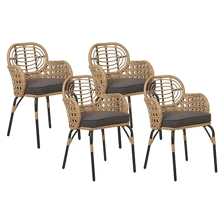 8er-Set Gartenstuhl PRATELLO in Naturfarben/Beige/Grau